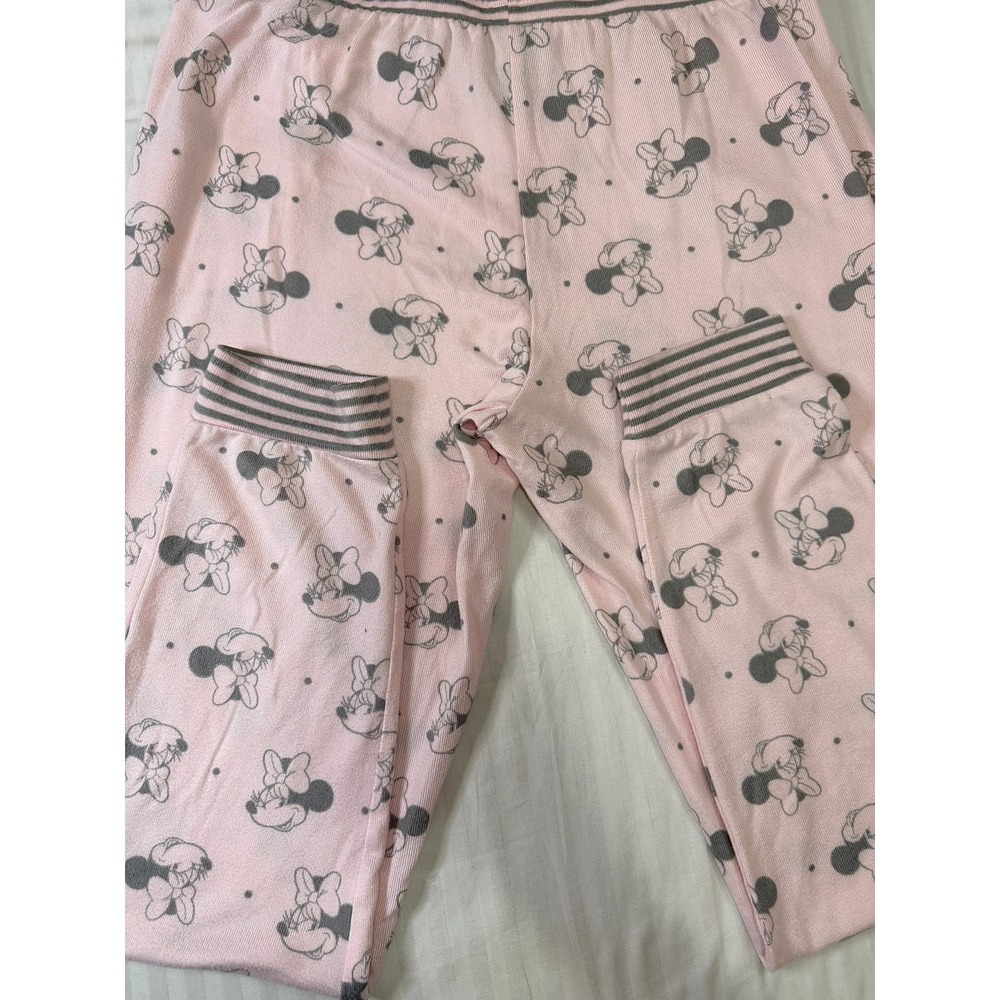 Disney Minnie Mouse Pink Gray Pajama Set Top Pants Women Medium - Picture 14 of 14